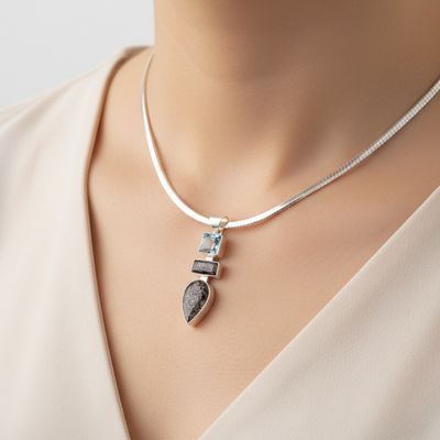 Multi Stone Pendant With Lepidocrosite In Quartz And Topaz