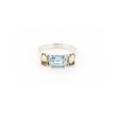 Blue Topaz and Citrine Ring