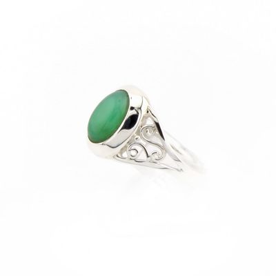 Chrysoprase Ring With Filligree silver