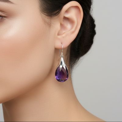 Amethyst Briollete Drop Earrings