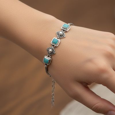 Turquoise Bracelet with Silver Detail