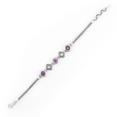 Amethyst Bracelet with Silver Detail