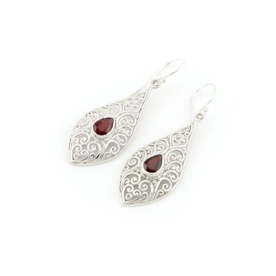 Garnet Filligree Drop Earrings