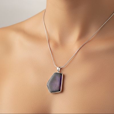 Trapiche Amethyst Pendant set in Sterling Silver
