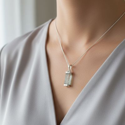 Raw Aquamarine Crystal Pendant