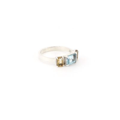 Blue Topaz and Citrine Ring