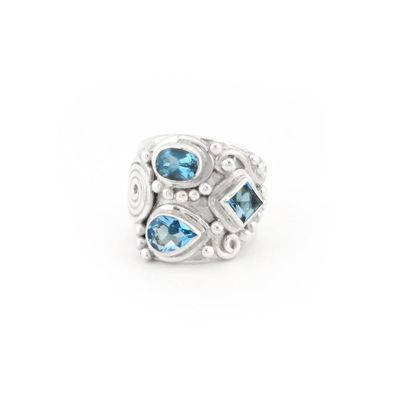 Swiss Topaz Ring With Wide Silver