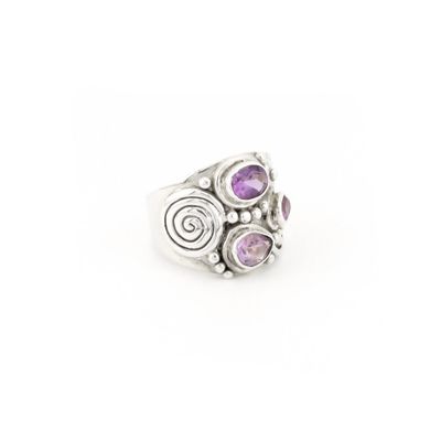 Amethyst Ring With Wide Silver