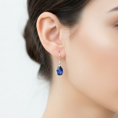 Iolite Gemstone Drop Earrings