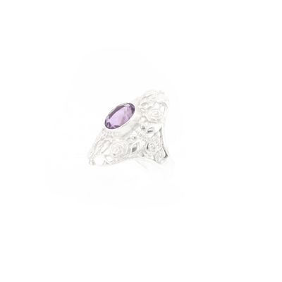 Amethyst Ring With Filligree Butterfly Design