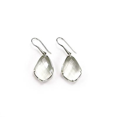 Prasiolite Quartz Briolette Earrings in Sterling Silver