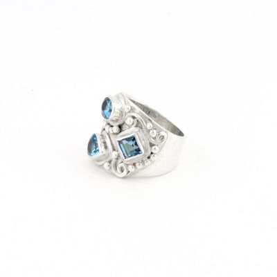 Swiss Topaz Ring With Wide Silver
