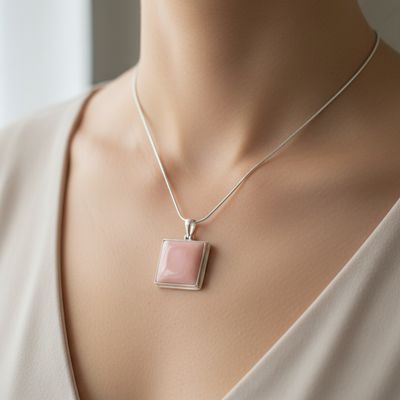 Peruvian Pink Opal Pendant In Silver