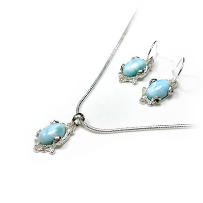Larimar Octopus Pendant and Earring Set in Sterling Silver