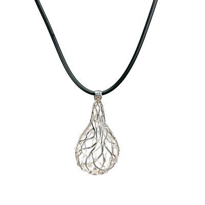 Silver Wire Crystal Cage with Necklet and Amethyst Crystal