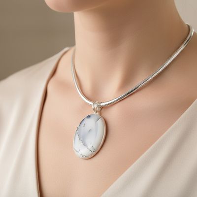 Dendritic Agate Pendant In Silver