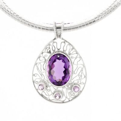 Amethyst Gemstone Pendant With Filligree Design