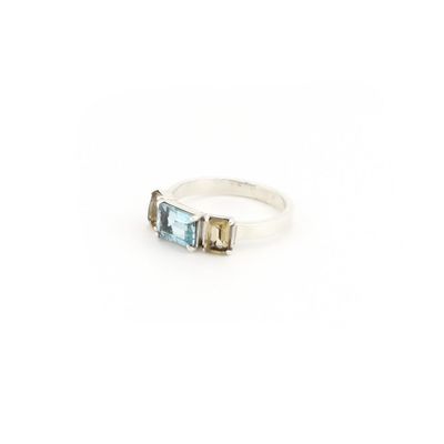 Blue Topaz and Citrine Ring