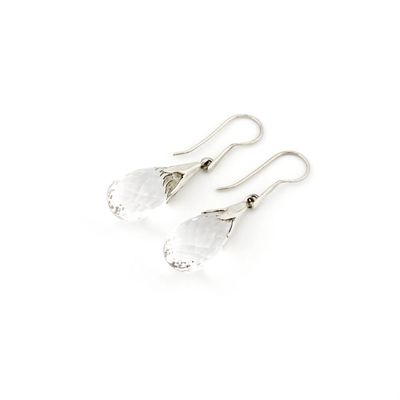 Clear Quartz Briolette Drop Earrings