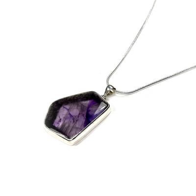 Trapiche Amethyst Pendant set in Sterling Silver