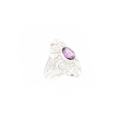Amethyst Ring With Filligree Butterfly Design