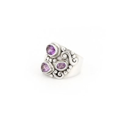 Amethyst Ring With Wide Silver