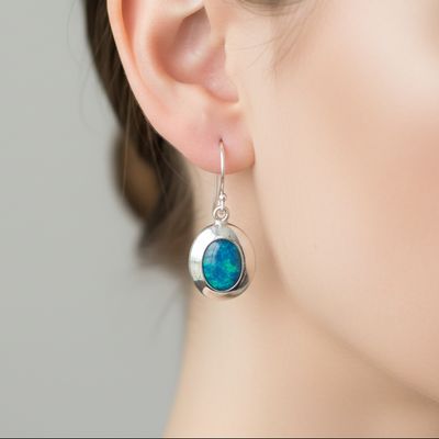 Lightning Ridge Opal Doublet Drop Earrings
