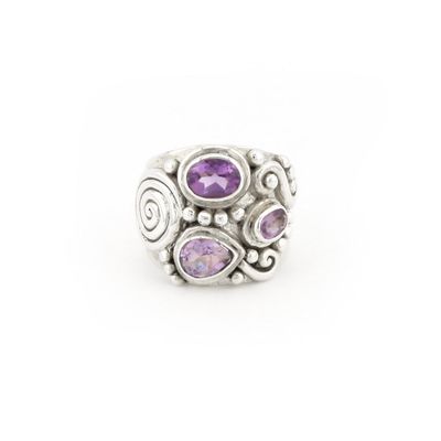 Amethyst Ring With Wide Silver